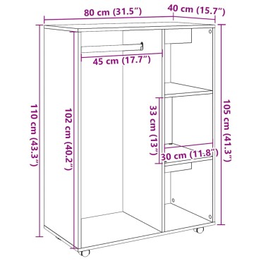 vidaXL Ντουλάπα Τεχνίτης Δρυς 80x40x110cm Επεξεργασμένο Ξύλο 1 τεμ.