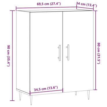 vidaXL Ντουλάπι τεχνίτης Δρυς 69,5x34x90cm Επεξεργασμένο Ξύλο 1 τεμ.