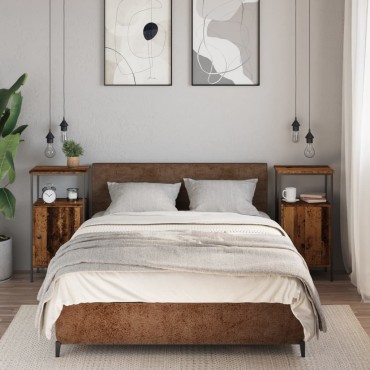 vidaXL Κομοδίνα 2 τεμ. Όψη Παλαιού Ξύλου 41x31x80cm από Επεξ. Ξύλο