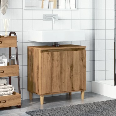 vidaXL Ντουλάπι Νιπτήρα τεχνίτης Δρυς 58x33x60cm Επεξεργασμένο Ξύλο 1 τεμ.