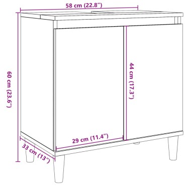 vidaXL Ντουλάπι Νιπτήρα τεχνίτης Δρυς 58x33x60cm Επεξεργασμένο Ξύλο 1 τεμ.