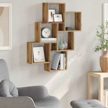 vidaXL Ράφι Κύβος Τοίχου Τεχνίτης Δρυς 78x15x93cm από Μοριοσανίδα 1 τεμ.