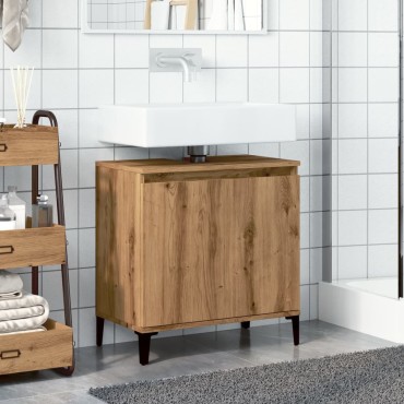 vidaXL Ντουλάπι Νιπτήρα τεχνίτης Δρυς 58x33x60cm Επεξεργασμένο Ξύλο 1 τεμ.