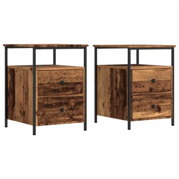 vidaXL Κομοδίνα 2 τεμ. Όψη Παλαιού Ξύλου 44x45x60cm από Επεξ. Ξύλο