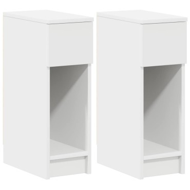 vidaXL Κομοδίνα με συρτάρι 2 τεμ. Λευκό 20x36x60cm
