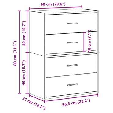 vidaXL Ντουλάπια με 2 συρτάρια 2 τεμ. Λευκό 60x31x40cm