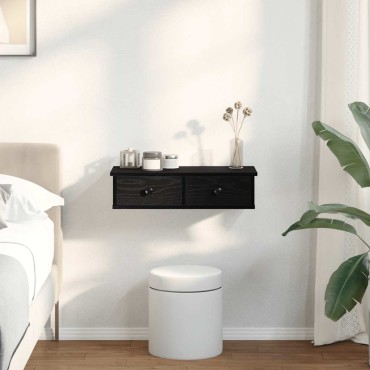 vidaXL Ράφι τοίχου με συρτάρια Μαύρο 60x28x15cm Κατασκευασμένο ξύλο 1 τεμ.