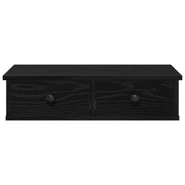 vidaXL Ράφι τοίχου με συρτάρια Μαύρο 60x28x15cm Κατασκευασμένο ξύλο 1 τεμ.