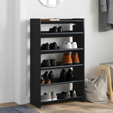 vidaXL Παπουτσοθήκη Μαύρη 60x25x100cm από Επεξεργασμένο Ξύλο