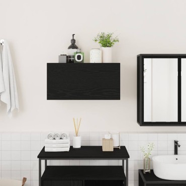 vidaXL ντουλάπι τοίχου μπάνιου μαύρο 60x25x30cm κατασκευασμένο ξύλο