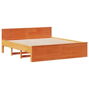 vidaXL Κρεβάτι Βιβλιοθήκη Χωρίς Στρώμα 180x200 εκ Μασίφ Ξύλο Πεύκου