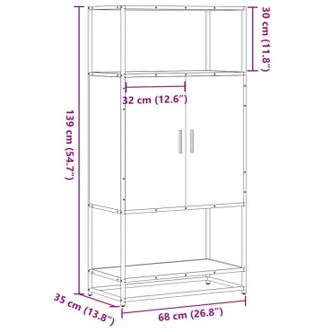 vidaXL Highboard Καπνιστή δρυς 68x35x139cm Κατασκευασμένο ξύλο 1 τεμ.