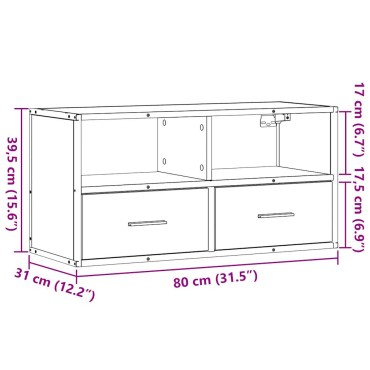 vidaXL Έπιπλο Τηλεόρασης Καπνιστή Δρυς 80x31x39,5cm Επεξ.Ξύλο/Μέταλλο