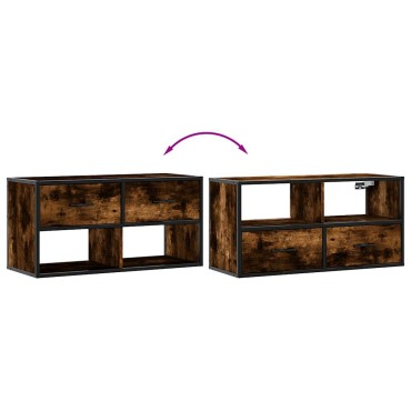 vidaXL Έπιπλο Τηλεόρασης Καπνιστή Δρυς 80x31x39,5cm Επεξ.Ξύλο/Μέταλλο