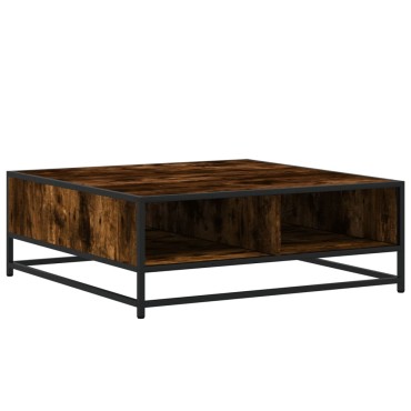 vidaXL Τραπεζάκι Σαλονιού Καπνιστή Δρυς 80x80x30cm Επ. Ξύλο&Μέταλλο 1 τεμ.
