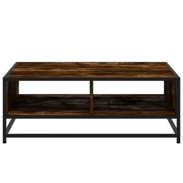 vidaXL Τραπεζάκι Σαλονιού Καπνιστή Δρυς 80x80x30cm Επ. Ξύλο&Μέταλλο 1 τεμ.