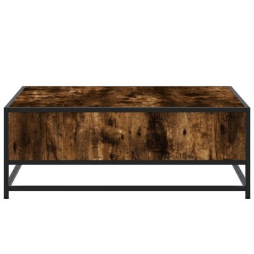 vidaXL Τραπεζάκι Σαλονιού Καπνιστή Δρυς 80x80x30cm Επ. Ξύλο&Μέταλλο 1 τεμ.