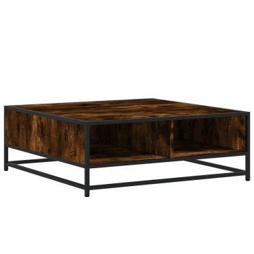 vidaXL Τραπεζάκι Σαλονιού Καπνιστή Δρυς 80x80x30cm Επ. Ξύλο&Μέταλλο 1 τεμ.