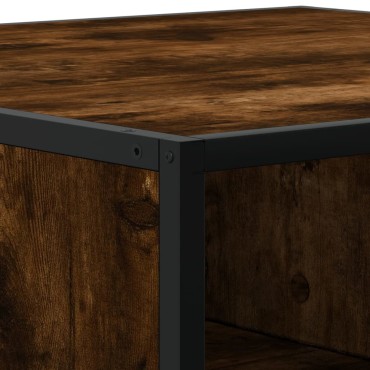 vidaXL Τραπεζάκι Σαλονιού Καπνιστή Δρυς 80x80x30cm Επ. Ξύλο&Μέταλλο 1 τεμ.