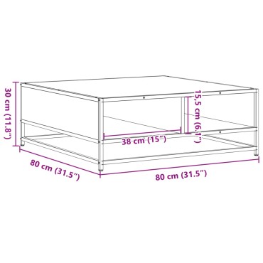 vidaXL Τραπεζάκι Σαλονιού Καπνιστή Δρυς 80x80x30cm Επ. Ξύλο&Μέταλλο 1 τεμ.