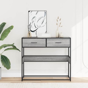 vidaXL Τραπέζι κονσόλας Γκρίζο Σονόμα 90x35x80cm Ξύλινη κατασκευή 1 τεμ.