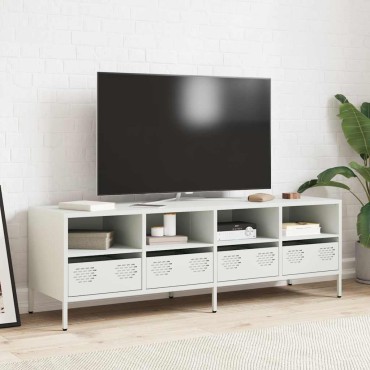 vidaXL Έπιπλο Τηλεόρασης Λευκό 135x39x43,5cm Ατσάλι Ψυχρής Έλασης