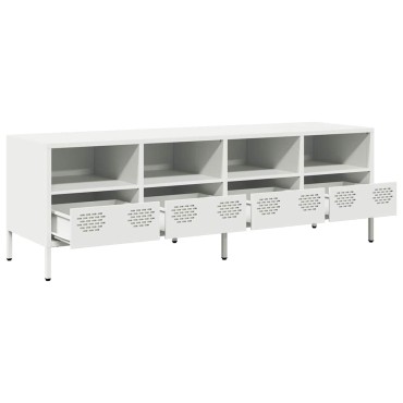 vidaXL Έπιπλο Τηλεόρασης Λευκό 135x39x43,5cm Ατσάλι Ψυχρής Έλασης