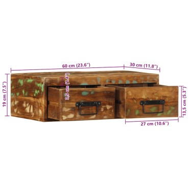 vidaXL Επίτοιχο ντουλάπι τηλεόρασης 60x30x19cm Ξύλο μασίφ αναγεννημένο