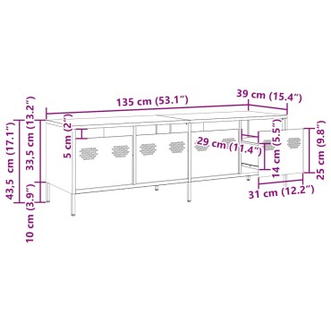 vidaXL Έπιπλο Τηλεόρασης Λευκό 135x39x43,5cm Ατσάλι Ψυχρής Έλασης