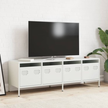 vidaXL Έπιπλο Τηλεόρασης Λευκό 135x39x43,5cm Ατσάλι Ψυχρής Έλασης