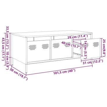 vidaXL Τραπεζάκι Σαλονιού Ανθρακί 101,5x50x43,5cm Χάλυβα Ψυχρής Έλασης 1 τεμ.