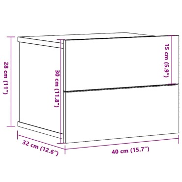 vidaXL Κομοδίνο Επιτοίχιο Αρτισιανή Δρυς 40x32x30 εκ 1 τεμ.