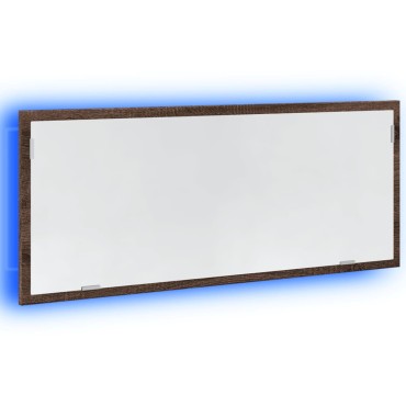vidaXL LED Καθρέφτης Μπάνιου Καφέ Δρυς 100x8,5x37cm Επεξεργ. Ξύλο