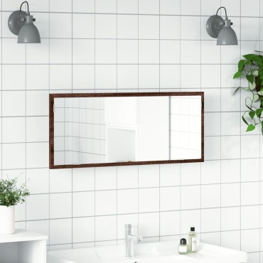 vidaXL LED Καθρέφτης Μπάνιου Καφέ Δρυς 100x8,5x37cm Επεξεργ. Ξύλο