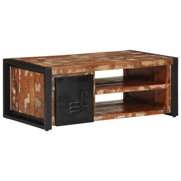 vidaXL Τραπεζάκι σαλονιού πολύχρωμο 90x50x36cm Ξύλο μασίφ αναγεννημένο 1 τεμ.