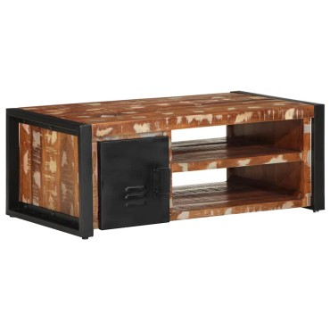 vidaXL Τραπεζάκι σαλονιού πολύχρωμο 90x50x36cm Ξύλο μασίφ αναγεννημένο 1 τεμ.