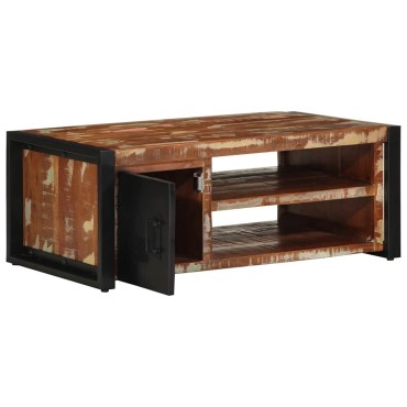vidaXL Τραπεζάκι σαλονιού πολύχρωμο 90x50x36cm Ξύλο μασίφ αναγεννημένο 1 τεμ.