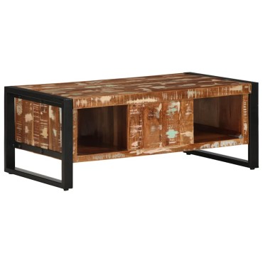 vidaXL Τραπεζάκι σαλονιού πολύχρωμο 90x50x36cm Ξύλο μασίφ αναγεννημένο 1 τεμ.