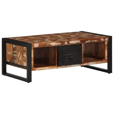 vidaXL Τραπεζάκι σαλονιού πολύχρωμο 90x50x36cm Ξύλο μασίφ αναγεννημένο 1 τεμ.