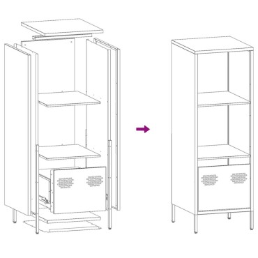 vidaXL Ντουλάπι Λευκό 35x39x103,5cm από Χάλυβα 1 τεμ.