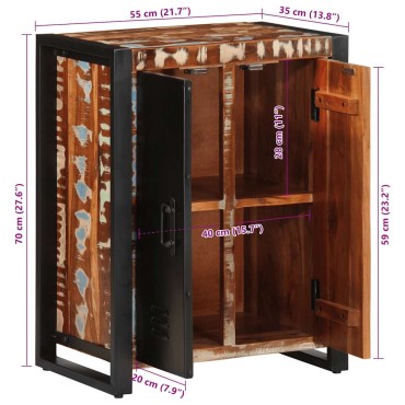 vidaXL Σκευοθήκη Πολύχρωμο 55x35x70cm Ξύλο μασίφ αναγεννημένο 1 τεμ.
