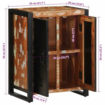 vidaXL Σκευοθήκη Πολύχρωμο 55x35x70cm Ξύλο μασίφ αναγεννημένο 1 τεμ.