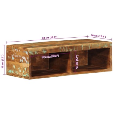 vidaXL Επίτοιχο ντουλάπι τηλεόρασης 60x30x19cm Ξύλο μασίφ αναγεννημένο
