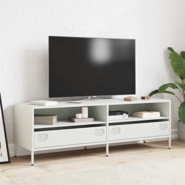 vidaXL Έπιπλο Τηλεόρασης Λευκό 135x39x43,5cm Ατσάλι Ψυχρής Έλασης