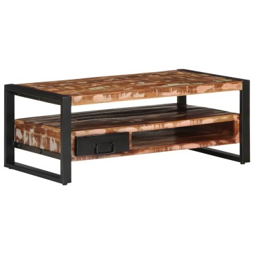 vidaXL Τραπεζάκι σαλονιού πολύχρωμο 90x50x36cm Ξύλο μασίφ αναγεννημένο 1 τεμ.