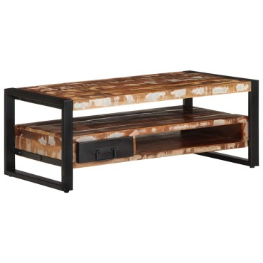 vidaXL Τραπεζάκι σαλονιού πολύχρωμο 90x50x36cm Ξύλο μασίφ αναγεννημένο 1 τεμ.
