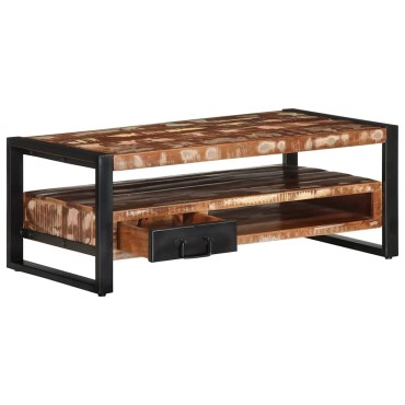 vidaXL Τραπεζάκι σαλονιού πολύχρωμο 90x50x36cm Ξύλο μασίφ αναγεννημένο 1 τεμ.