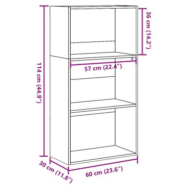 vidaXL Βιβλιοθήκη Καπνιστή Δρυς 60x30x114cm από Επεξεργασμένο Ξύλο 1 τεμ.