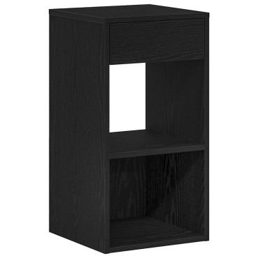 vidaXL Κομοδίνο με συρτάρι Μαύρη βελανιδιά 35x34x66,5cm 1 τεμ.
