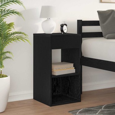 vidaXL Κομοδίνο με συρτάρι Μαύρη βελανιδιά 35x34x66,5cm 1 τεμ.